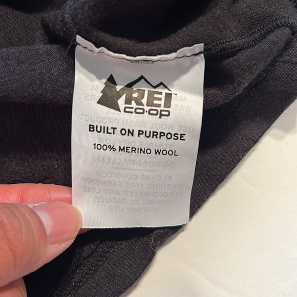 REI Sweater Mens XL Black Pullover Half Zip Wool Long Sleeve Outdoor base layer - Picture 8 of 9